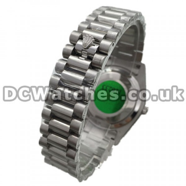 Fluted Steel Bezels Rolex Day-Date II Copy Watches UK With White Dials Sale