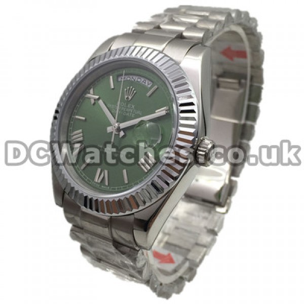 Special Swiss Green Dials Rolex Day-Date II Replica Watches With Silver Roman Numerals
