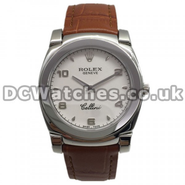 Swiss Luxury White Gold Cases Rolex Cellini Replica Watches With White Dials Men Sale