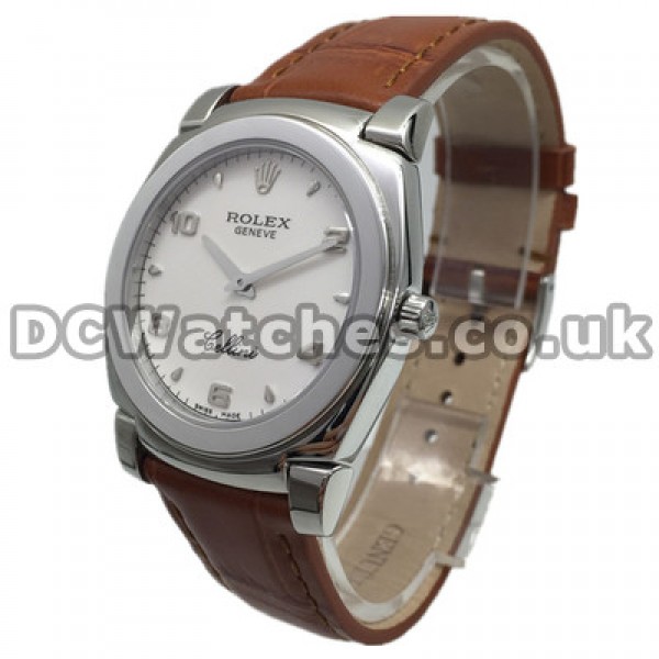 Swiss Luxury White Gold Cases Rolex Cellini Replica Watches With White Dials Men Sale