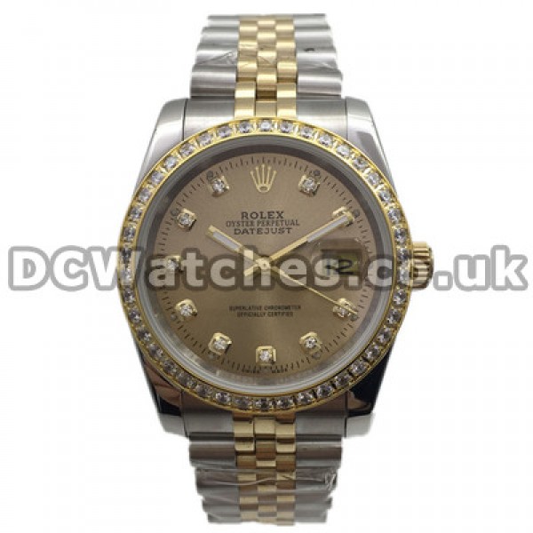 Valuable Diamond Bezels Rolex Datejust 36MM Replica watches With Steel & Yellow Gold Cases And Bracelets