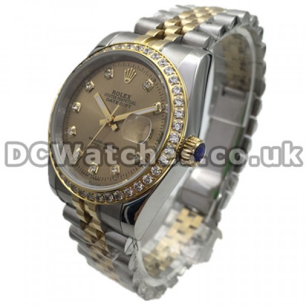 Valuable Diamond Bezels Rolex Datejust 36MM Replica watches With Steel & Yellow Gold Cases And Bracelets