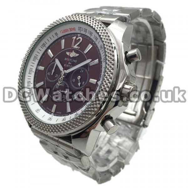 48.8 MM Steel Cases Breitling Bentley Motors Copy Watches UK With Coffee Dials Online