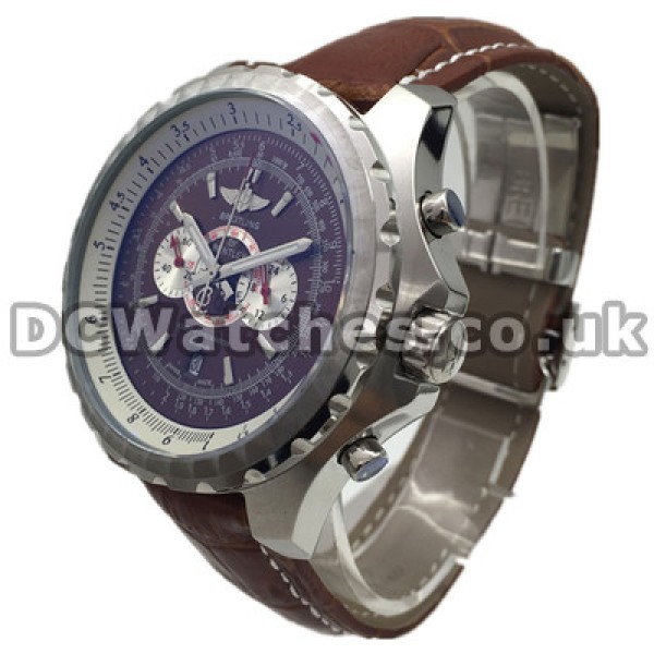Brown Leather Straps UK Breitling Bentley Brown Dials Replica Watches For Men Online