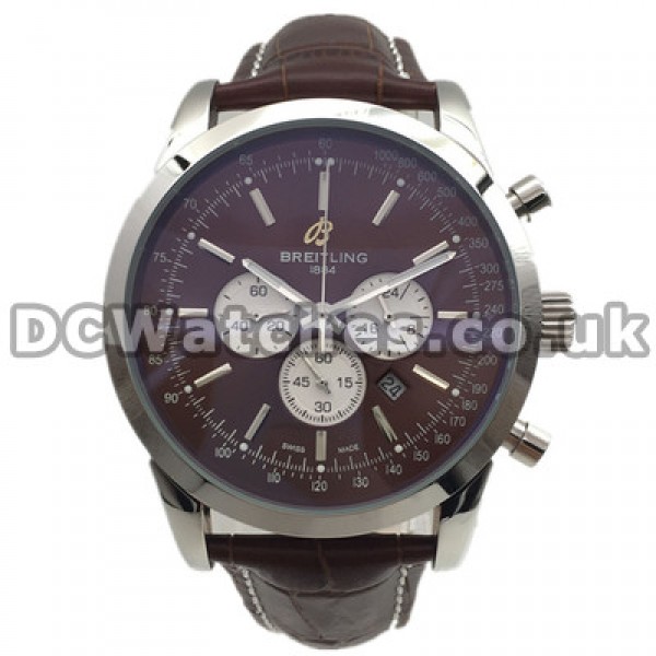 Popular Swiss Coffee Dials Breitling Transocean Chronograph 43MM Steel Cases Fake Watches