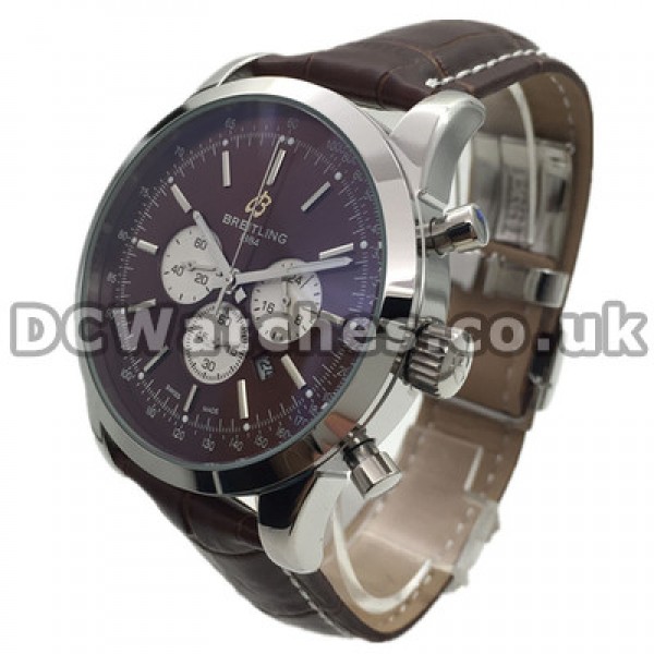Popular Swiss Coffee Dials Breitling Transocean Chronograph 43MM Steel Cases Fake Watches