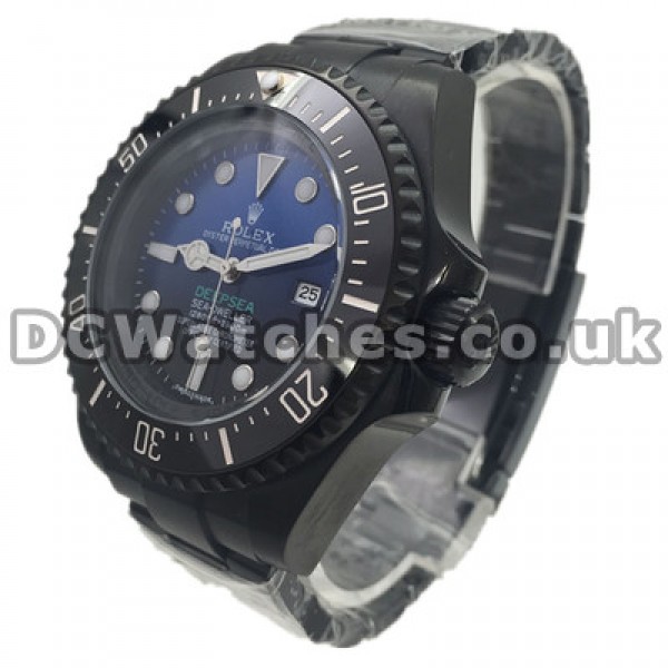 Automatic UK Black Ceramic Bezels Rolex Deepsea Replica Watches With Blue & Black Dials
