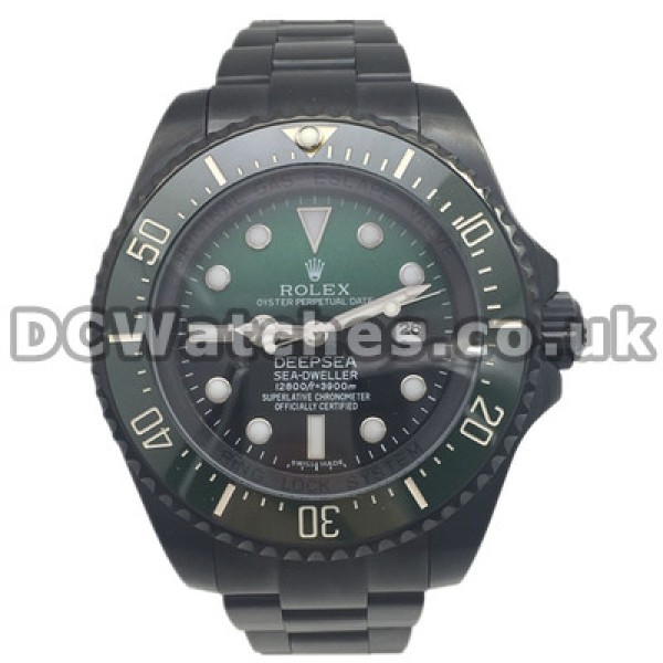 Powerful Waterproof Rolex Deepsea Green Ceramic Bezels Fake Watches With Green & Black Dials