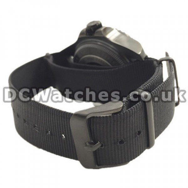 Steady Black Dials Male Rolex Deepsea Copy Watches UK With Black Nylon Straps