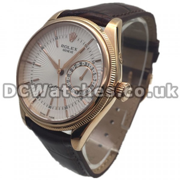 Classic Rolex Cellini White Dials Replica Watches For Men With Rose Gold Cases UK Sale