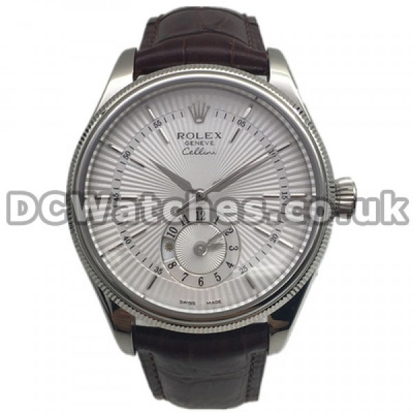 Classic Steel Cases 39MM Rolex Cellini Copy Watches For UK With White Dials