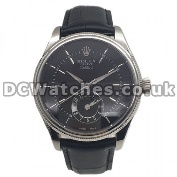 Sale UK Black Alligator Straps Rolex Cellini Replica Watches With Black Dials Online