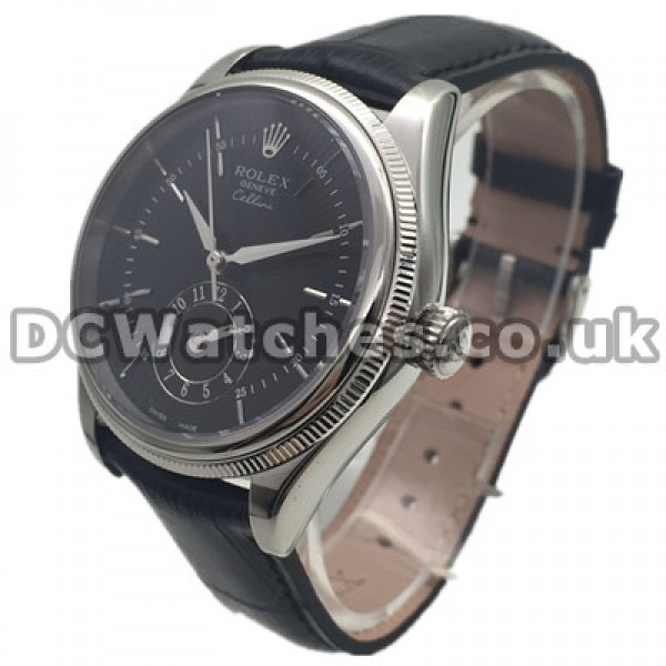 Sale UK Black Alligator Straps Rolex Cellini Replica Watches With Black Dials Online