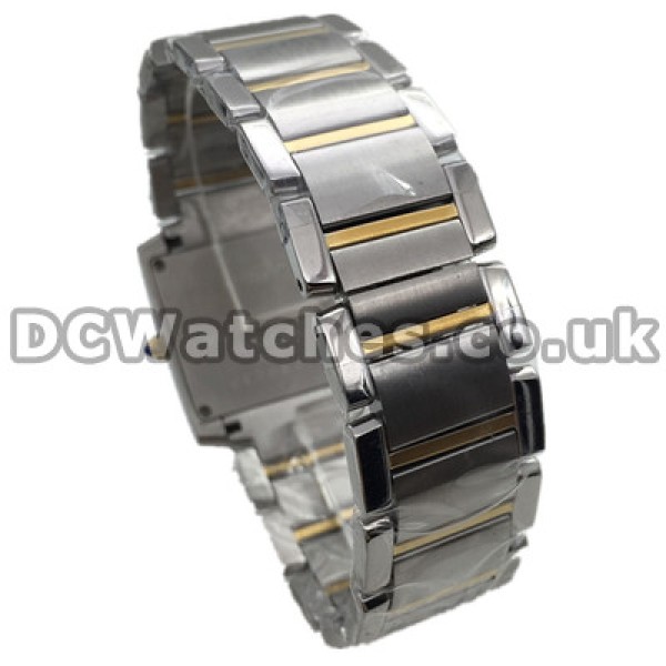 Elegant UK White Dials Cartier Tank Francaise Fake Watches With Steel & Gold Cases And Bracelets