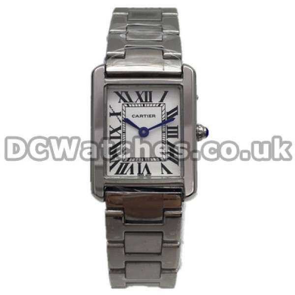 Female 22MM Cartier Tank Francaise Quartz Replica Watches UK With White Roman Numerals Dials