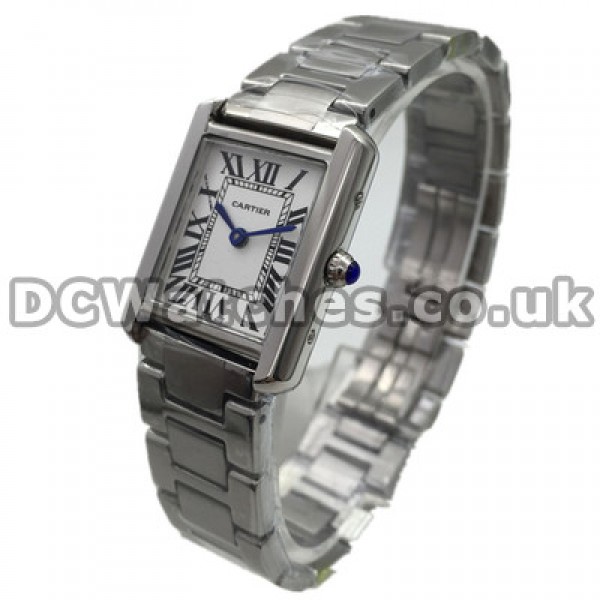 Female 22MM Cartier Tank Francaise Quartz Replica Watches UK With White Roman Numerals Dials