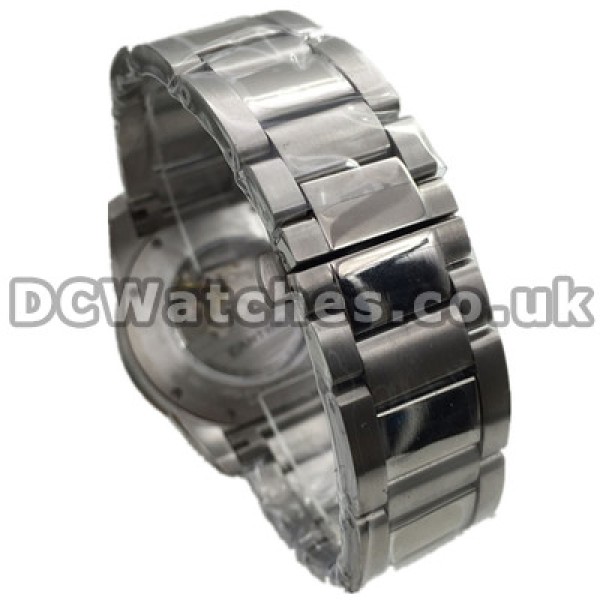 New Black Dials Swiss Calibre De Cartier Copy Watches With Roman Numerals And Silver Hands