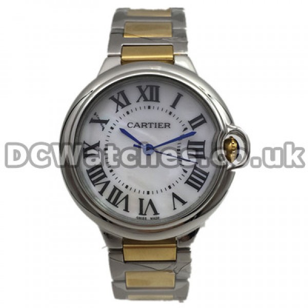 Best Steel & White Gold Cases Ballon Bleu De Cartier Replica Watches With White Dials UK