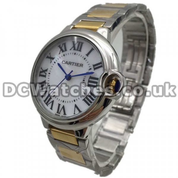 Best Steel & White Gold Cases Ballon Bleu De Cartier Replica Watches With White Dials UK