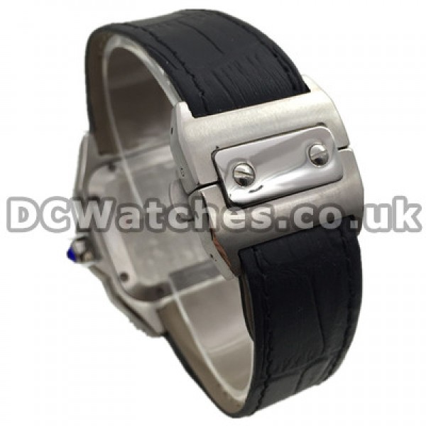 Cool Black Bezels Cartier Santos 100 Fake Watches With 33MM Steel Cases For UK