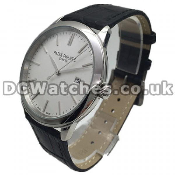 Silver Stripe Indexes UK Philippe Calatrava Replica Watches For Men With Steel Cases