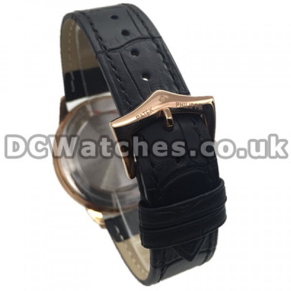 Swiss 43MM Patek Philippe Calatrava Copy Watches With Rose Gold Steel Cases For Men