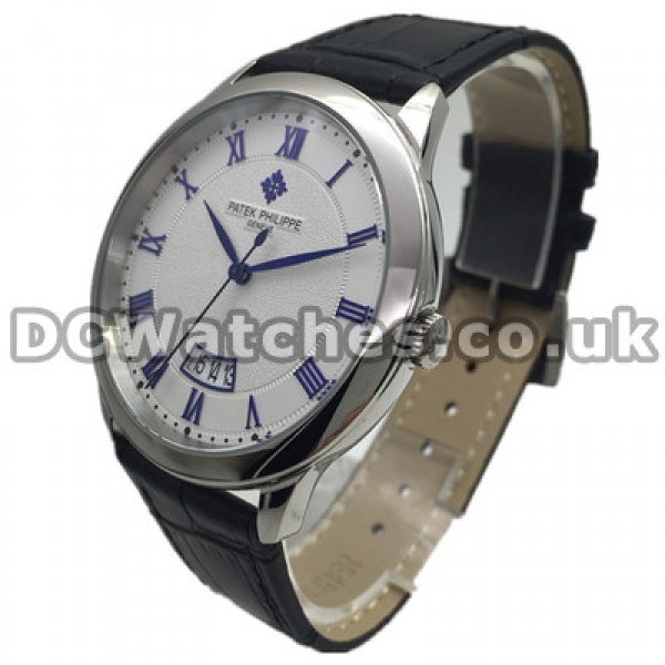 Fashionable Swiss Patek Philippe Calatrava Fake Watches With White Dials And Blue Hands