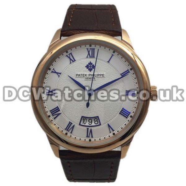 43MM UK Rose Gold Steel Cases Patek Philippe Calatrava Replica Watches With White Dials