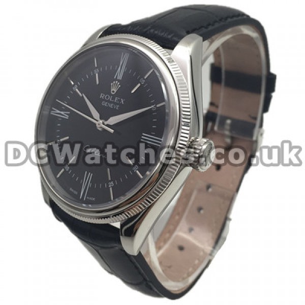 Self-winding Movements Rolex Cellini Replica Watches UK With Steel Cases And Black Dials