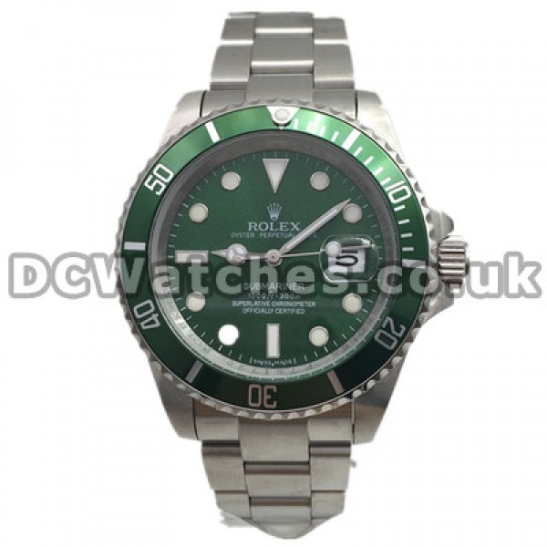 Eye-catching UK Green Dials Rolex Submariner Fake Watches 40MM With Green Bezels