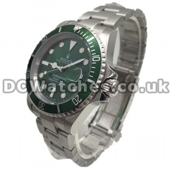Eye-catching UK Green Dials Rolex Submariner Fake Watches 40MM With Green Bezels