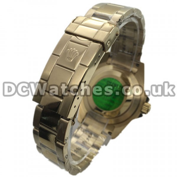 Male Black Bezels Automatic Rolex GMT Master Copy Watches With Gold Steel Bracelets UK