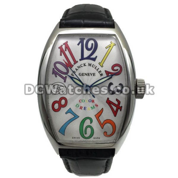 Classic White Dials Steel Cases Franck Muller Crazy Hours Fake Watches For UK