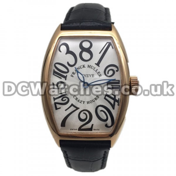 Rose Gold Steel Cases Typical Franck Muller Sunset Fake Watches With White Dials UK