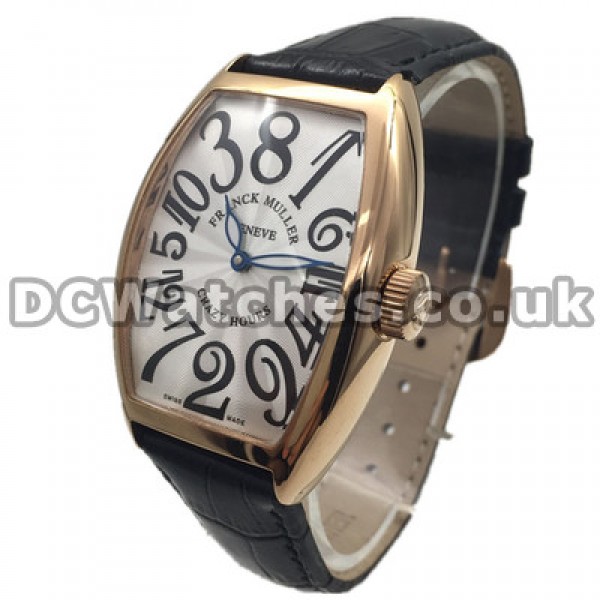 Rose Gold Steel Cases Typical Franck Muller Sunset Fake Watches With White Dials UK