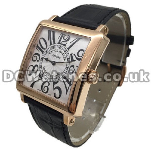 Popular Black Arabic Numerals UK Franck Muller Master Square Replica Watches With White Dials