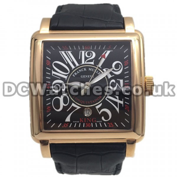 Automatic Black Dials Franck Muller Master Square Fake Watches UK With Black Straps