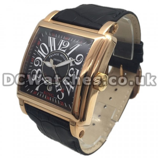 Automatic Black Dials Franck Muller Master Square Fake Watches UK With Black Straps