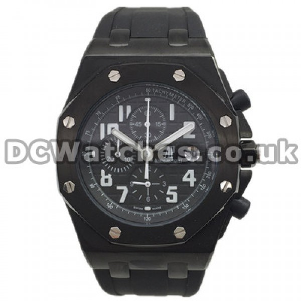 Cool Black Dials UK Arabic Numerals Audemars Piguet Royal Oak Offshore Copy Watches With Black Steel Cases