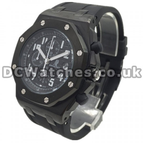 Cool Black Dials UK Arabic Numerals Audemars Piguet Royal Oak Offshore Copy Watches With Black Steel Cases