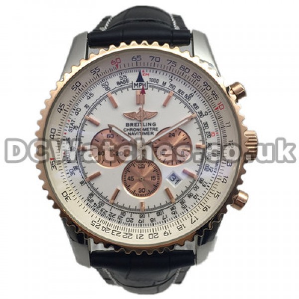Rose Gold Sub-Dials 46MM Breitling Navitimer Replica Watches For Men With Rose Gold & Steel Cases