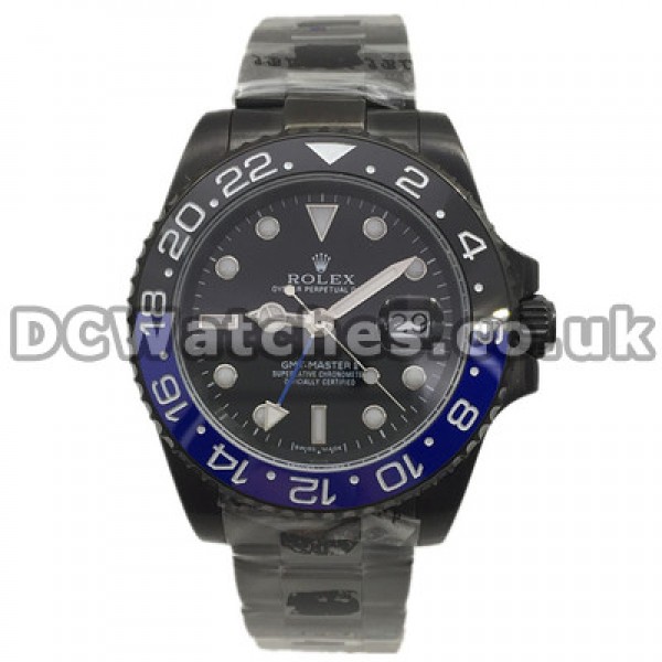 New Blue And Black Ceramic Bezels 40MM Rolex GMT Master II Fake Watches With Black Dials