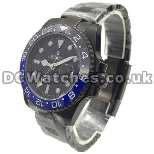 New Blue And Black Ceramic Bezels 40MM Rolex GMT Master II Fake Watches With Black Dials