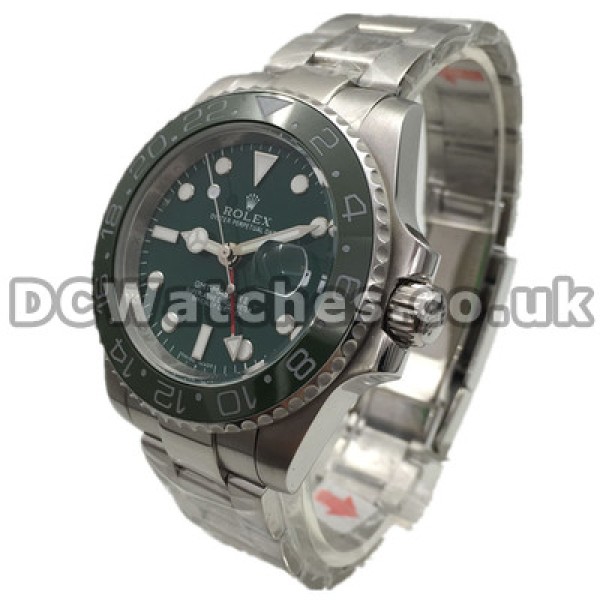 Novel Green Dials Male Rolex GMT Master II Replica Watches With Red GMT Hands And Steel Cases