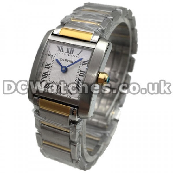 Female Swiss Cartier Tank Francaise Replica Watches With Popular Yellow Gold & Steel Cases