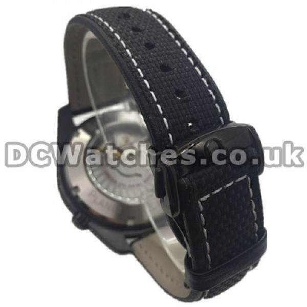 Cool Black Straps And Orange GMT Hands Omega Planet Ocean Replica Watches With Arabic Numerals