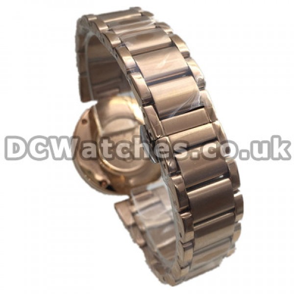 Unique White Dials 28MM Omega De Ville Ladymatic Replica Watches With Rose Gold Steel Bracelets
