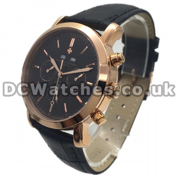 Elegant Black Butyl Dials Swiss Vacheron Constantin Overseas Fake Watches With 41MM Cases