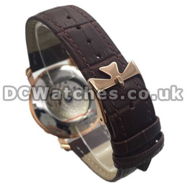 Functional White Butyl Dials 41MM Vacheron Constantin Overseas Copy Watches With Brown Straps