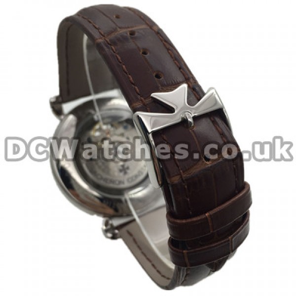 Pretty Blue Hands And Roman Numerals Swiss Vacheron Constantin Overseas Replica Watches With White Dials